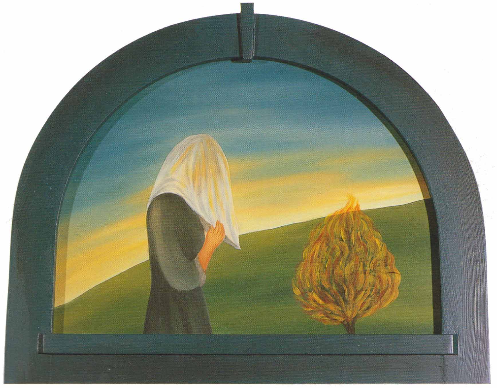 <em>Cover Your Head</em>, 1997. Oil on wood, 10 x 12 in. (25 x 30 cm)