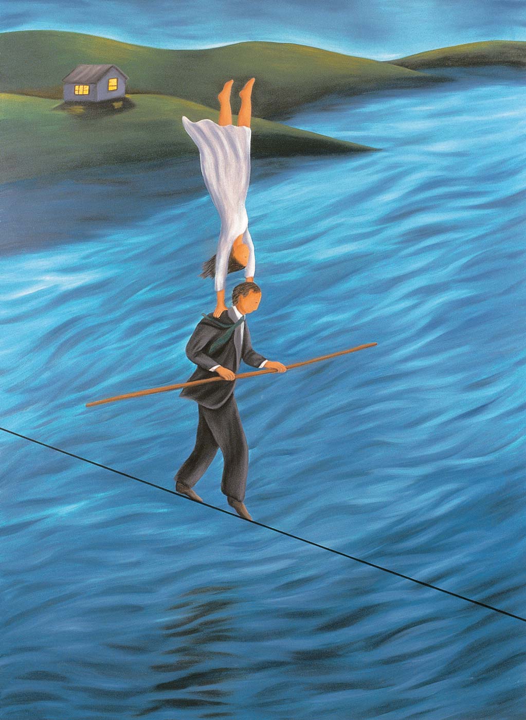 <em>Balancing Act,</em> 1991. Oil on canvas, 66 x 48 in. (168 x 122 cm)