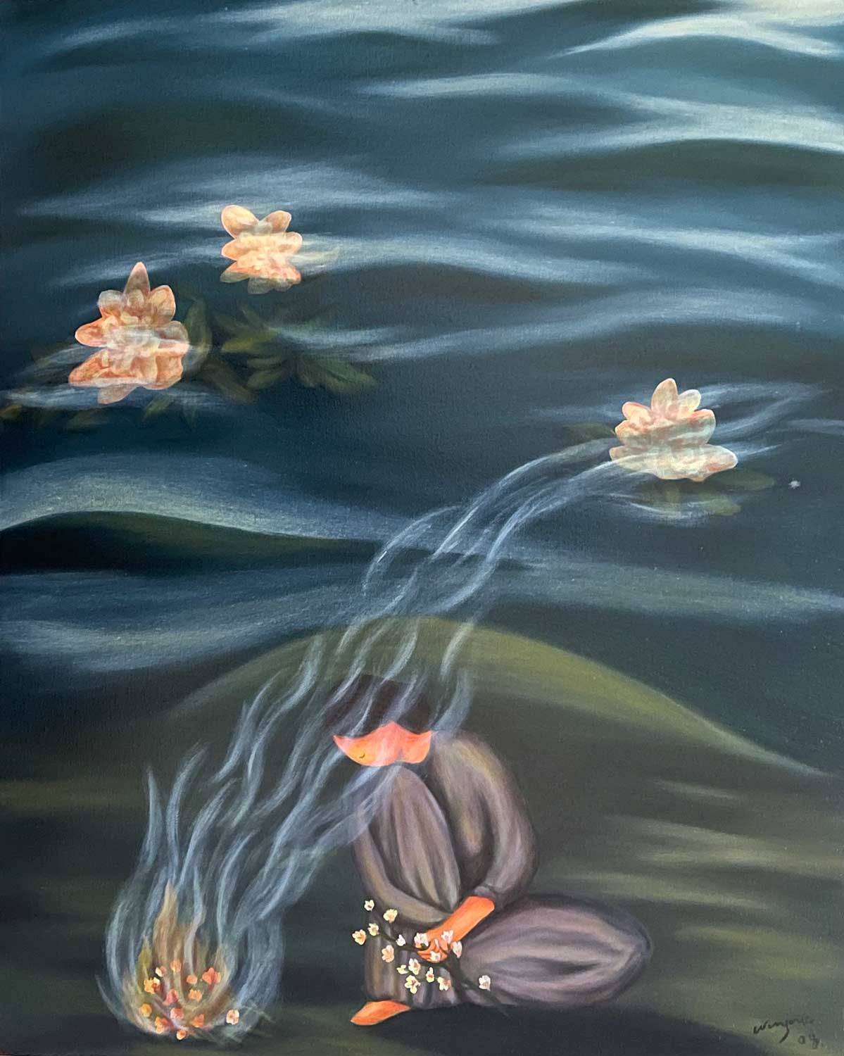 <em>Burning Flowers II,</em> 2008. Oil on canvas, 30 x 24 in. (76 x 61 cm)