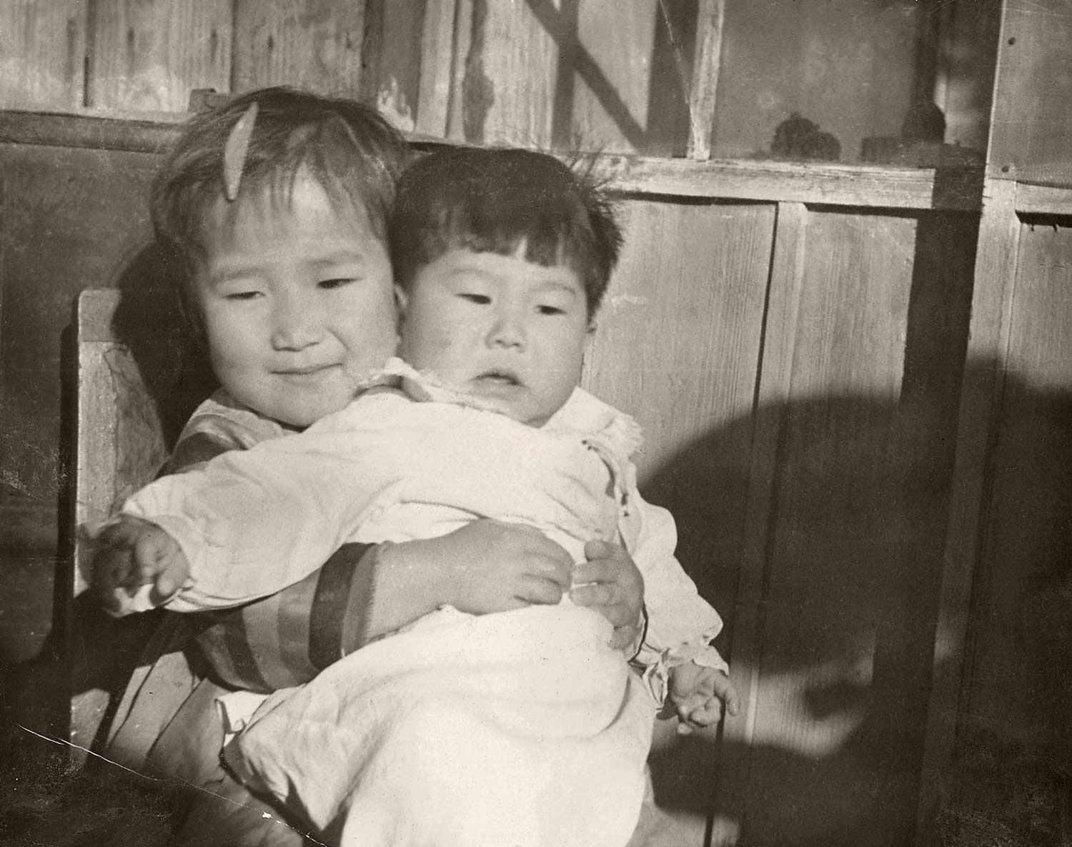 100 days photo with sister, 1953