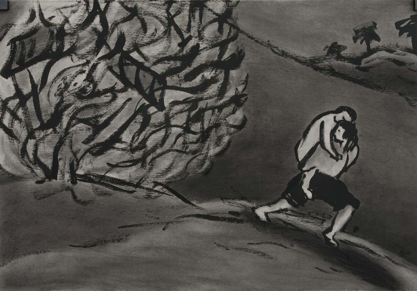<em>A Good Son</em>, 1995. Ink and charcoal on paper, 30 x 40 in. (76 x 102 cm)