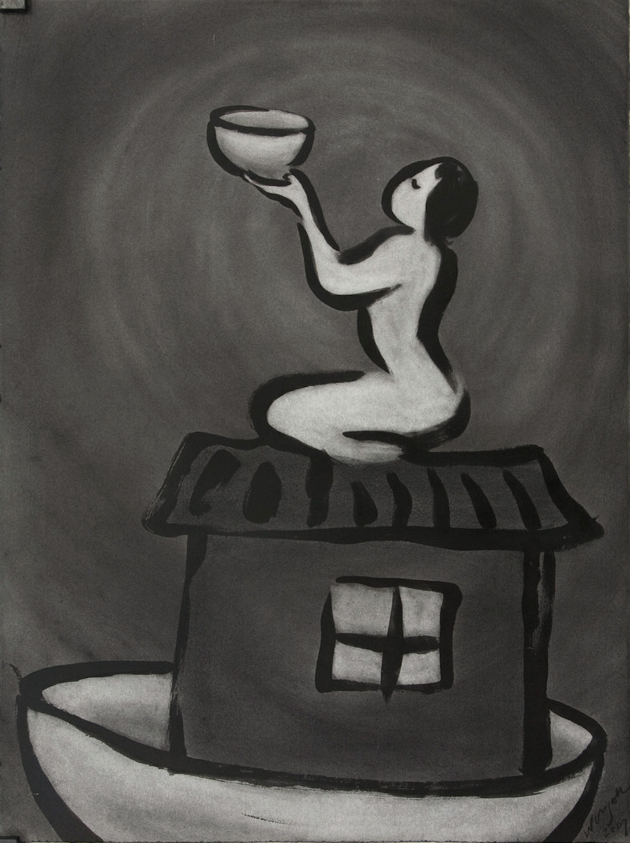 <em>Prayer</em>, 1997. Ink and charcoal on paper, 30 x 40 in. (76 x 102 cm)