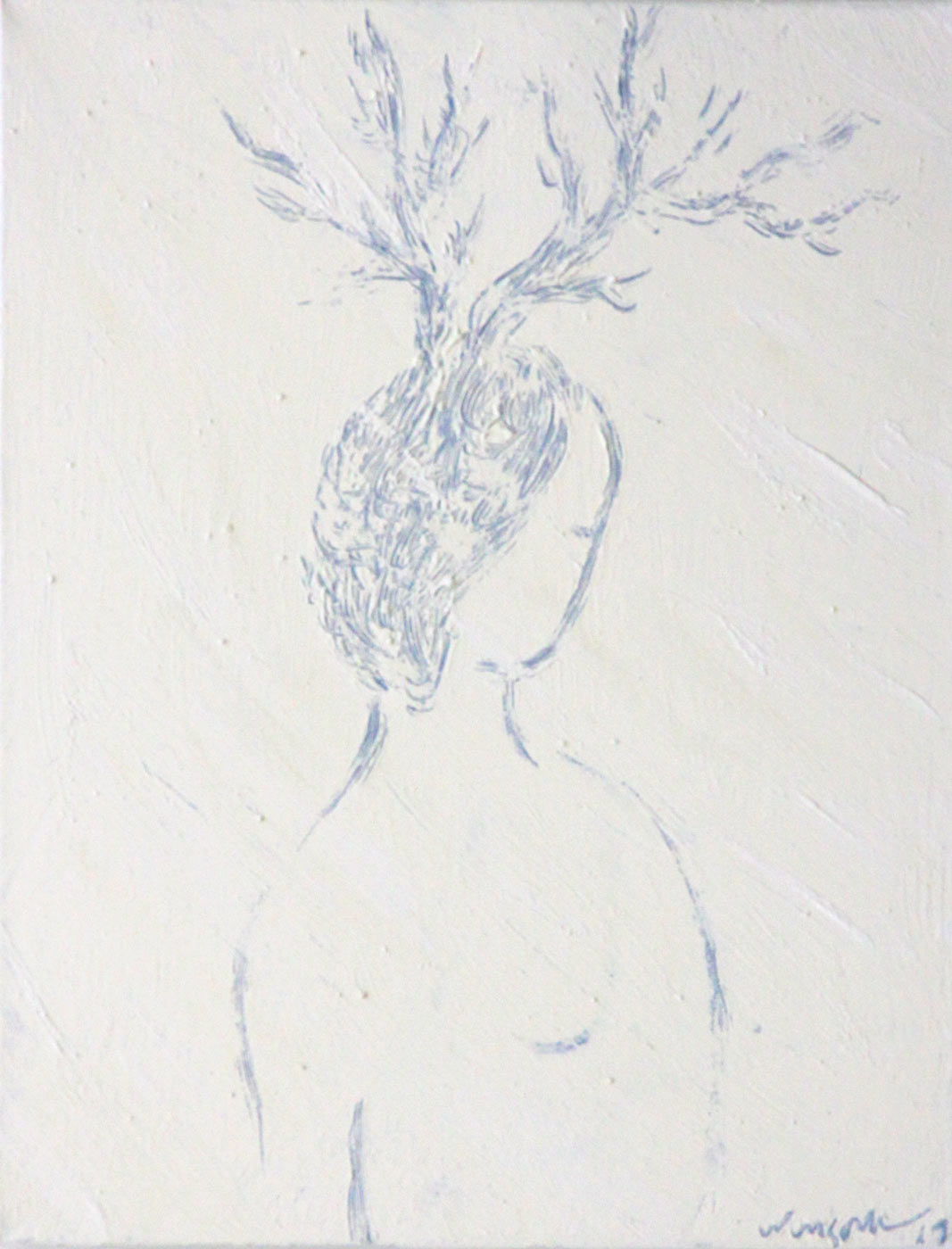 <em>White Drawing III</em>, 2012.  Acrylic in canvas, 18 x 14 in. (46 x 36 cm)