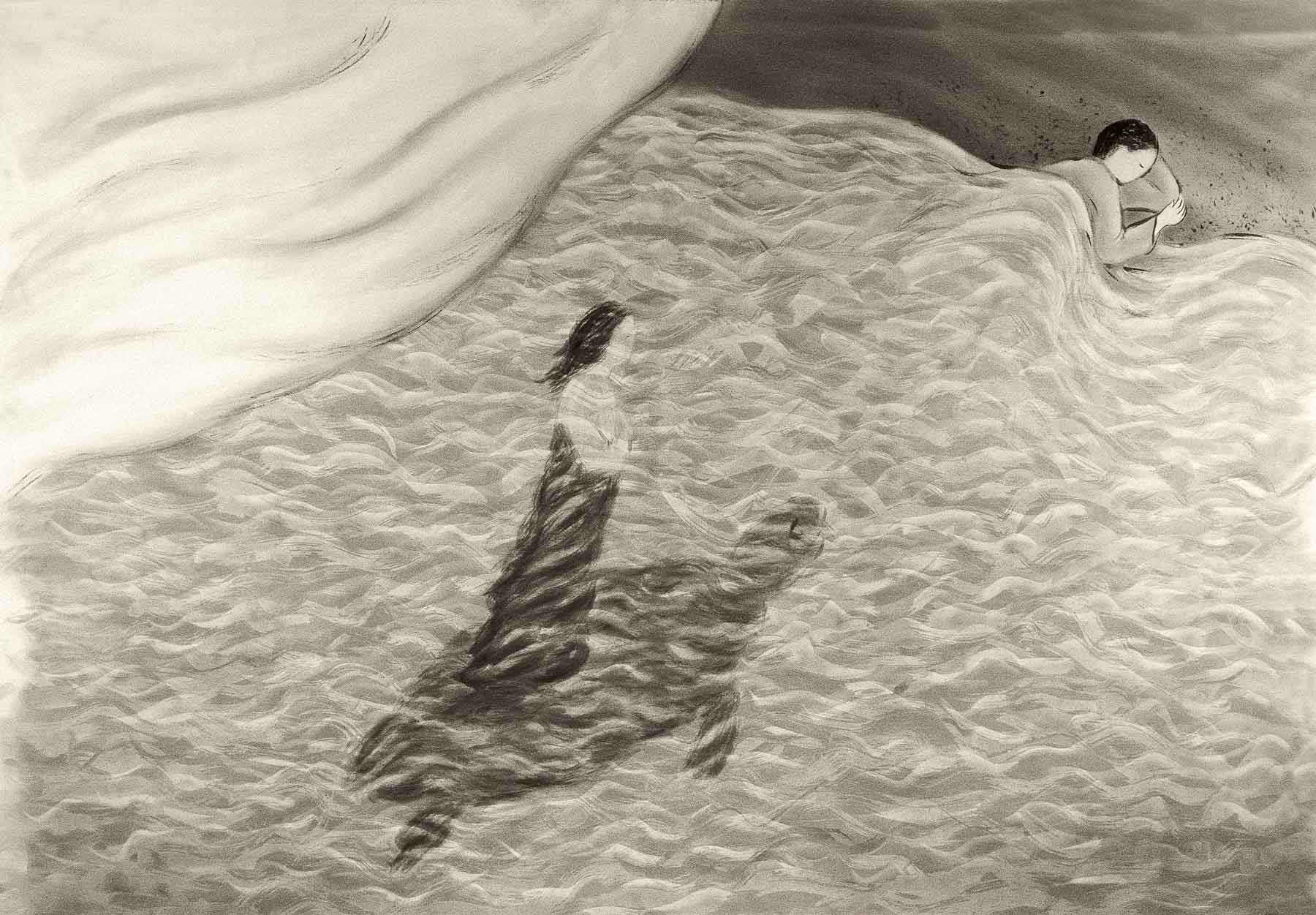 <em>Lady Suro I</em>, 1990. Acrylic on linen, 66 x 86 in. (168 x 281 cm)