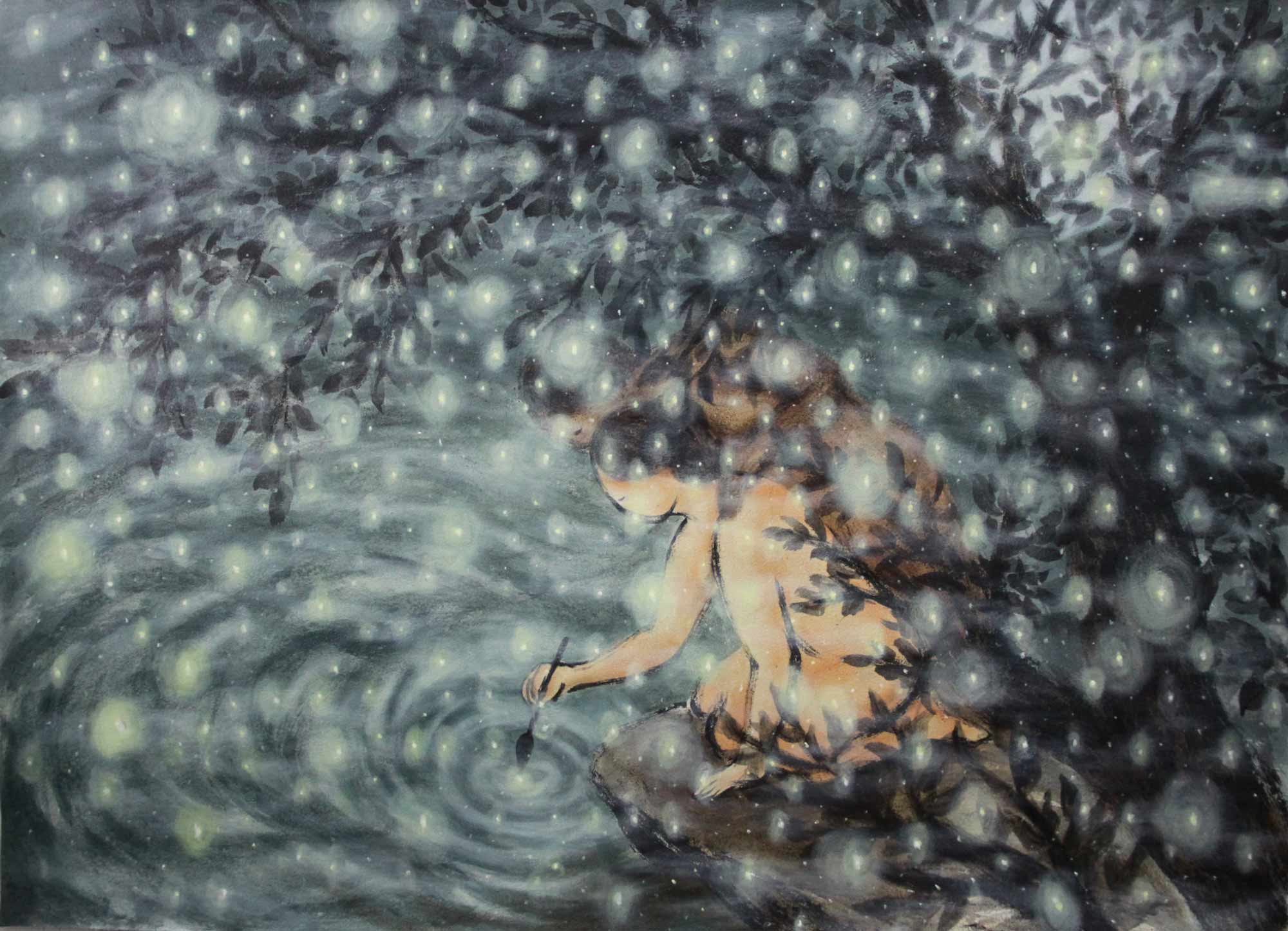 <em>Night Pond</em>, 2010. Oil on Canvas, 68 x 94 in. (173 x 240 cm)