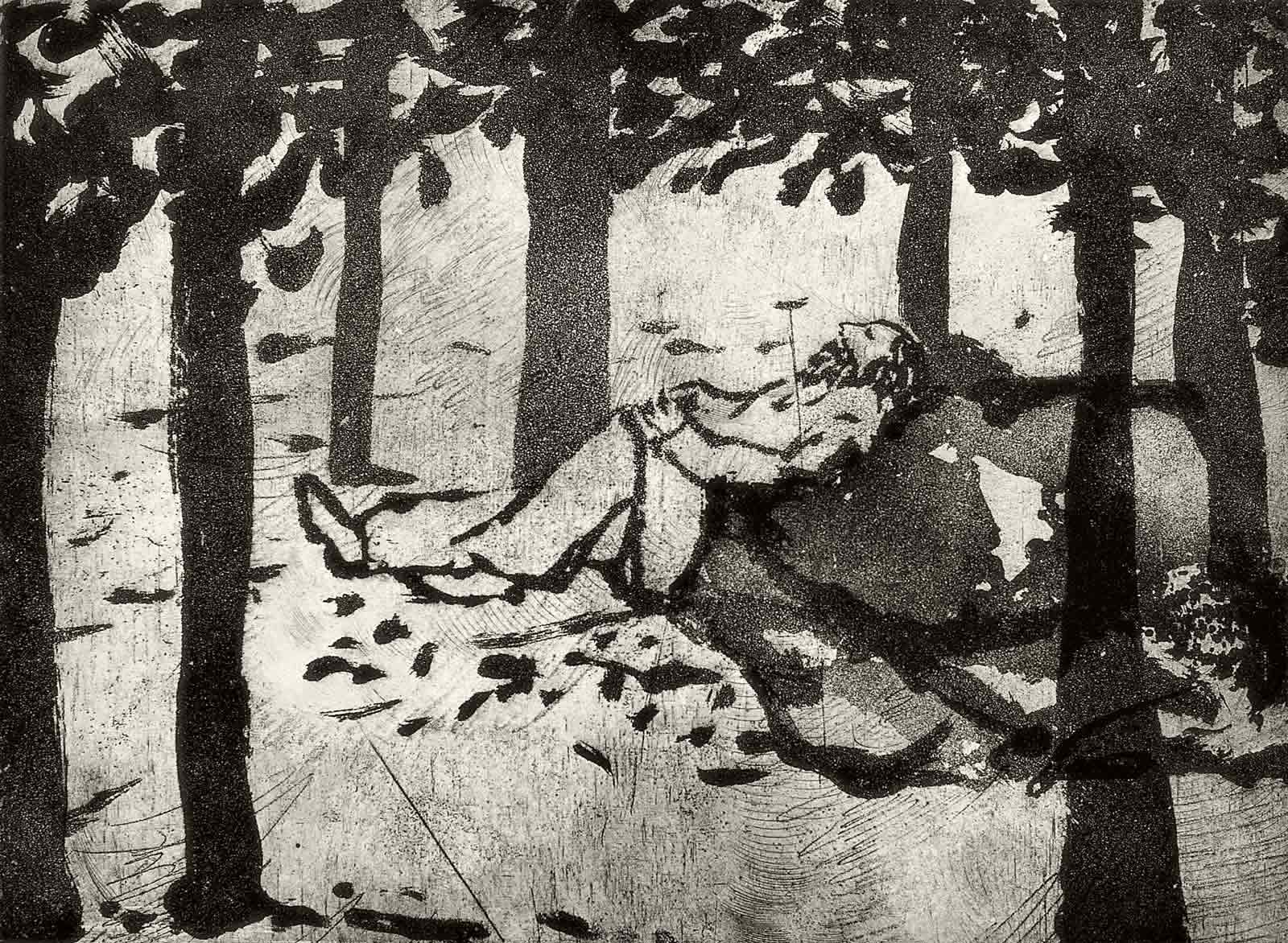 Afternoon Nap, 1977. Etching, A/P, 16  x 18 in. (41 x 46 cm)