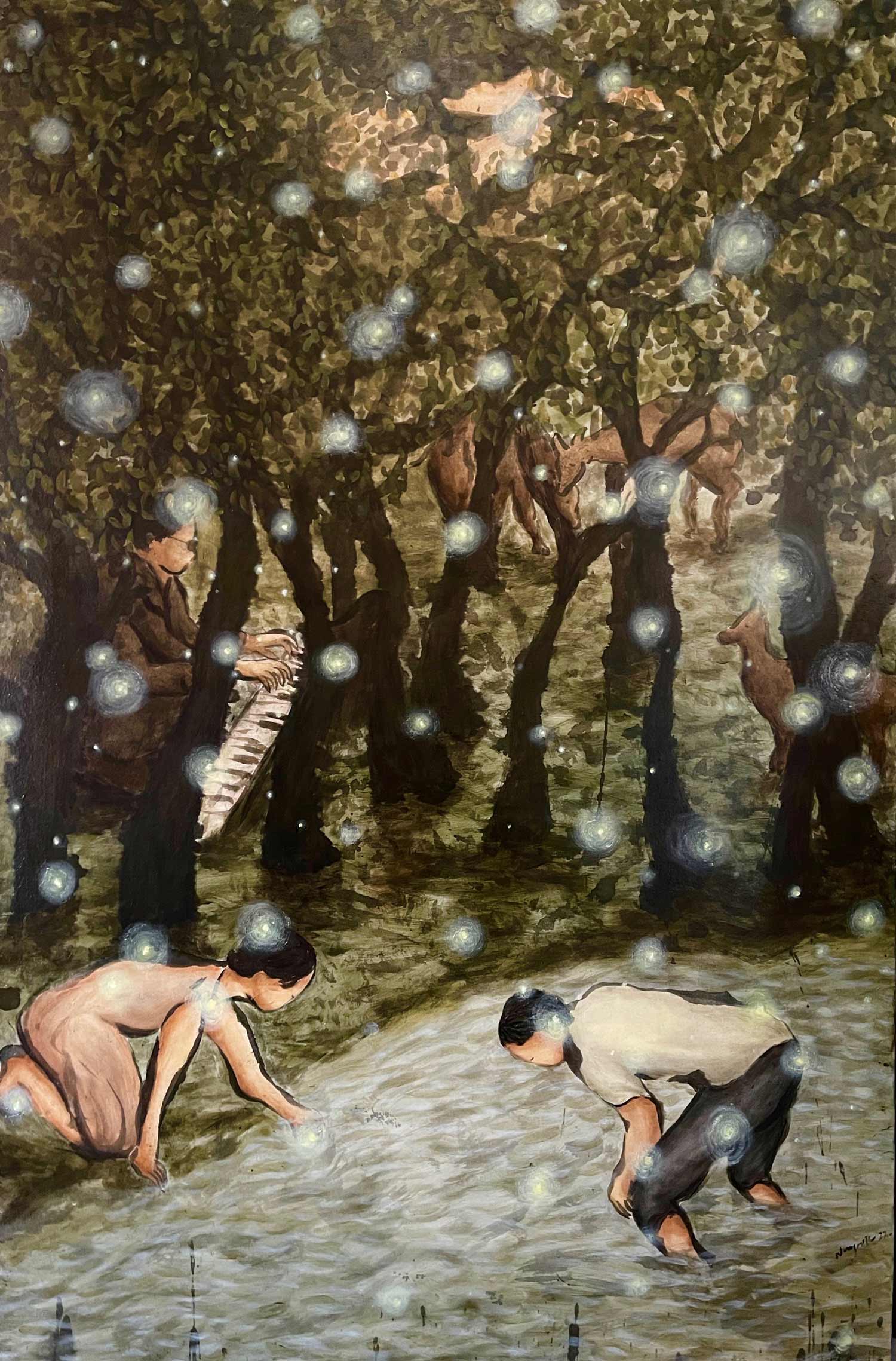 Miracle Days, 2022. Mixed media on canvas, 72 x 48 in. (183 x 122 cm)