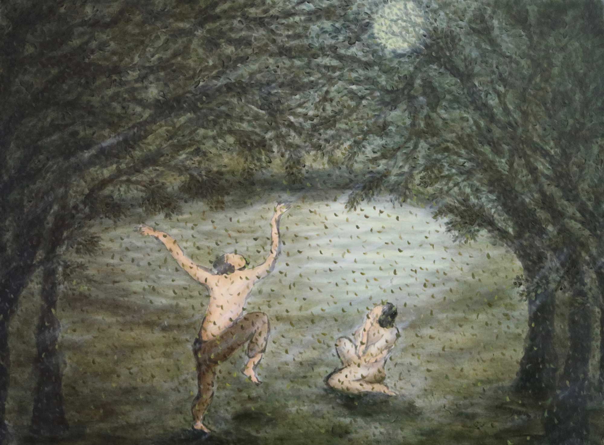 Tree Tunnel, 2021. Mixed media on canvas, 36 x 48 in. (92 x 122 cm)