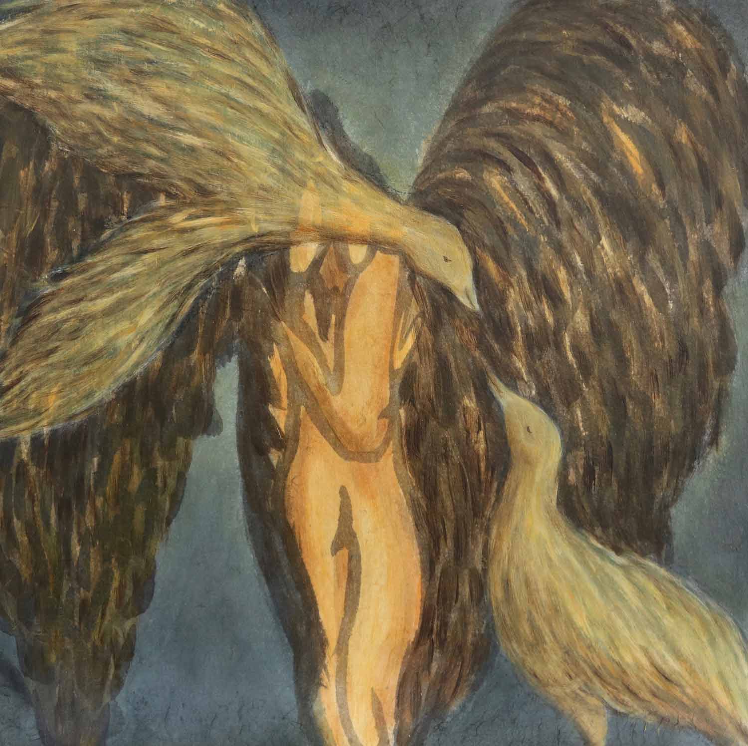 <em>Wings of Comfort</em>, 2017. Mixed media on wood, 10 x 10 in. ( 25 x 25 cm)